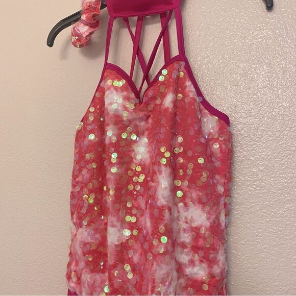 WEISSMAN Dance Costume hot pink sequin fringe Happiness 14453 MA-Medium adult - Picture 3 of 13